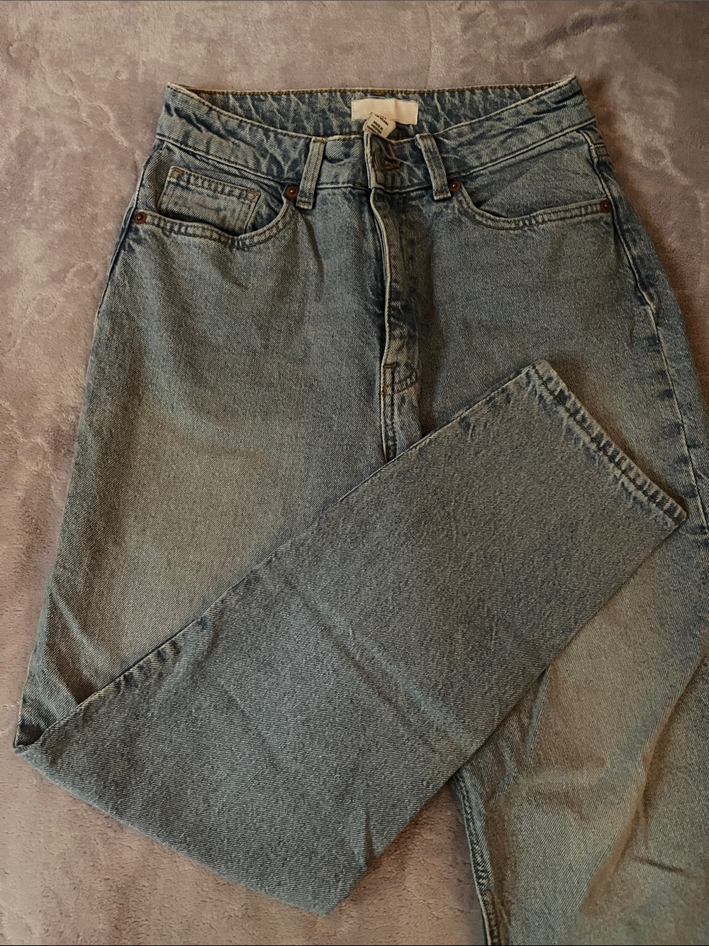 H&M Washed Blue Boyfriend Jeans